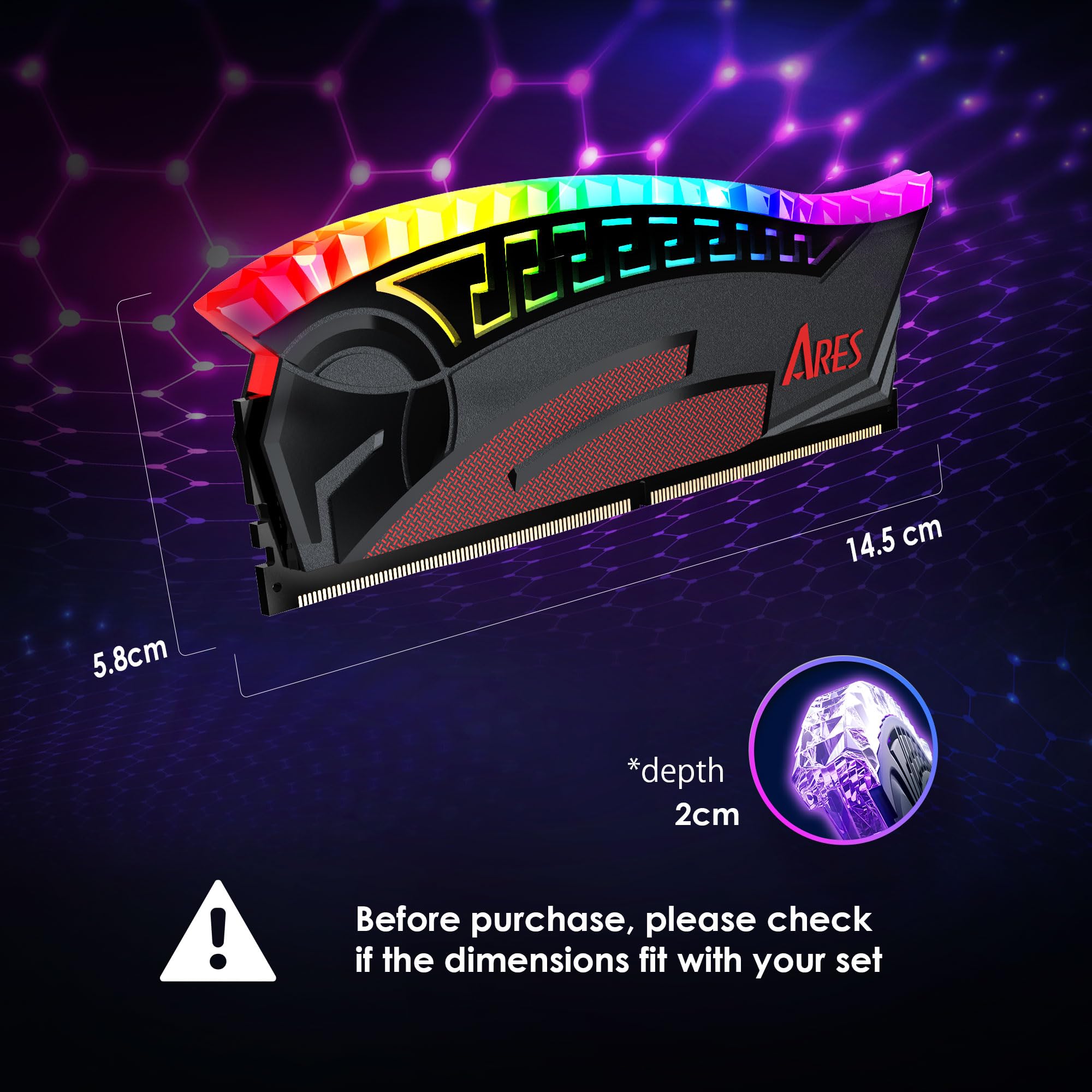 DATO ARES Armor Pro RGB Gaming DDR4 16GB (2x8GB) 3600MHz CL18 XMP